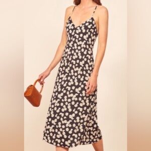 Reformation Black and White Daisy flower Dress, size 8